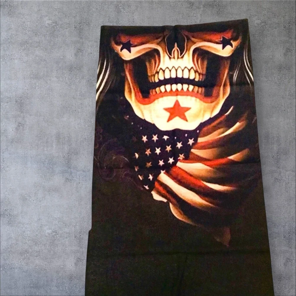 Stars & Stripes Skull 16 n 1 Neck Gaiter Face Cover Dust Mask Biker Rag
